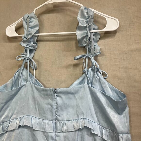 Wild Fable Women XL Light Blue Rosette Mini Babydoll Ruffle Sleeveless Dress - Picture 11 of 13